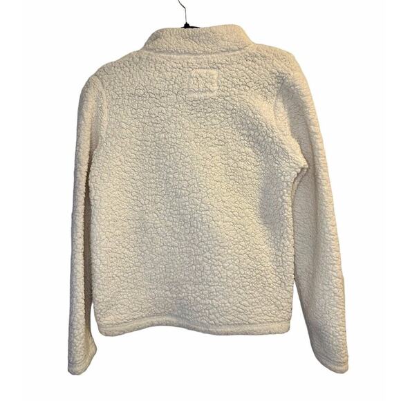 Abercrombie & Fitch Sherpa Pullover Womens Size S 1/4 Zip Cream Ivory Sweatshirt - Picture 2 of 9